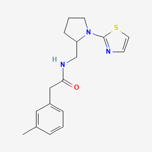 molecular formula C17H21N3OS B2616263 N-((1-(thiazol-2-yl)pyrrolidin-2-yl)methyl)-2-(m-tolyl)acetamide CAS No. 1705062-61-8