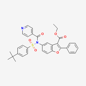 ethyl 5-(N-((4-(tert-butyl)phenyl)sulfonyl)isonicotinamido)-2-phenylbenzofuran-3-carboxylate