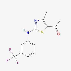 molecular formula C13H11F3N2OS B2616265 1-{4-Methyl-2-[3-(trifluoromethyl)anilino]-1,3-thiazol-5-yl}-1-ethanone CAS No. 932152-74-4