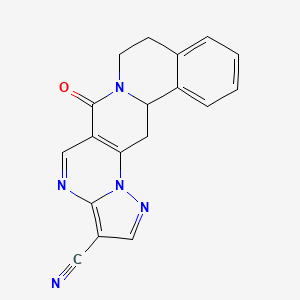 molecular formula C18H13N5O B2616267 6-oxo-8,9,13b,14-tetrahydro-6H-pyrazolo[5'',1'':2',3']pyrimido[4',5':4,5]pyrido[2,1-a]isoquinoline-3-carbonitrile CAS No. 344262-46-0