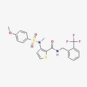 molecular formula C21H19F3N2O4S2 B2616277 3-{[(4-methoxyphenyl)sulfonyl](methyl)amino}-N-[2-(trifluoromethyl)benzyl]thiophene-2-carboxamide CAS No. 1115933-61-3