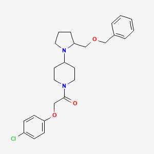 molecular formula C25H31ClN2O3 B2616278 1-(4-(2-((Benzyloxy)methyl)pyrrolidin-1-yl)piperidin-1-yl)-2-(4-chlorophenoxy)ethanone CAS No. 2034368-42-6