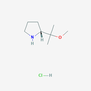 molecular formula C8H18ClNO B2616282 (2R)-2-(2-Methoxypropan-2-yl)pyrrolidine;hydrochloride CAS No. 2445749-93-7
