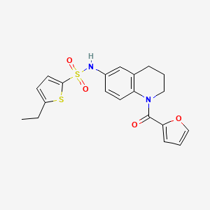 molecular formula C20H20N2O4S2 B2616286 5-ethyl-N-[1-(2-furoyl)-1,2,3,4-tetrahydroquinolin-6-yl]thiophene-2-sulfonamide CAS No. 946333-53-5