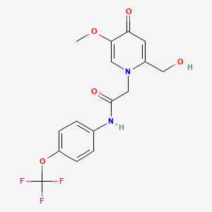 molecular formula C16H15F3N2O5 B2616289 2-(2-(hydroxymethyl)-5-methoxy-4-oxopyridin-1(4H)-yl)-N-(4-(trifluoromethoxy)phenyl)acetamide CAS No. 941974-12-5