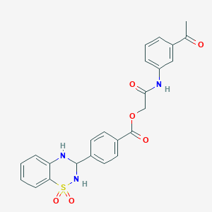 molecular formula C24H21N3O6S B2616291 2-((3-acetylphenyl)amino)-2-oxoethyl 4-(1,1-dioxido-3,4-dihydro-2H-benzo[e][1,2,4]thiadiazin-3-yl)benzoate CAS No. 1114839-30-3