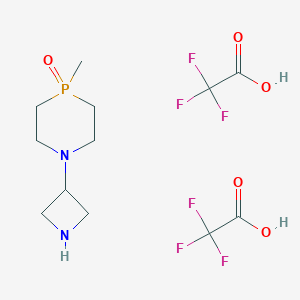 molecular formula C12H19F6N2O5P B2616294 1-(氮杂环丁-3-基)-4-甲基-1,4λ5-氮杂膦环-4-氧化物；2,2,2-三氟乙酸 CAS No. 2418730-57-9