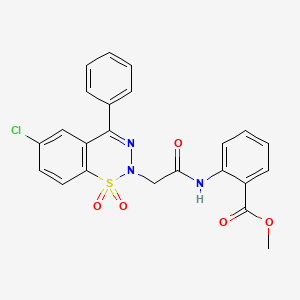 molecular formula C23H18ClN3O5S B2616301 methyl 2-{[(6-chloro-1,1-dioxido-4-phenyl-2H-1,2,3-benzothiadiazin-2-yl)acetyl]amino}benzoate CAS No. 1031554-88-7