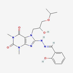 (E)-7-(2-hydroxy-3-isopropoxypropyl)-8-(2-(2-hydroxybenzylidene)hydrazinyl)-1,3-dimethyl-1H-purine-2,6(3H,7H)-dione