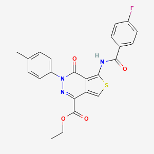 molecular formula C23H18FN3O4S B2616315 5-(4-氟苯甲酰氨基)-4-氧代-3-(对甲苯基)-3,4-二氢噻吩并[3,4-d]嘧啶-1-羧酸乙酯 CAS No. 851948-25-9