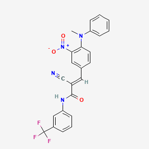 molecular formula C24H17F3N4O3 B2616319 (E)-2-氰基-3-[4-(N-甲基苯胺基)-3-硝基苯基]-N-[3-(三氟甲基)苯基]丙-2-烯酰胺 CAS No. 556009-47-3