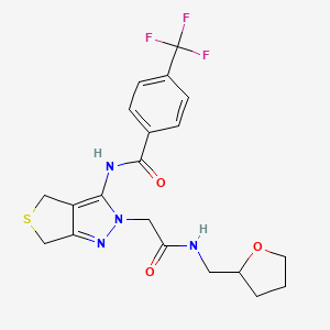 N-(2-(2-oxo-2-(((tetrahydrofuran-2-yl)methyl)amino)ethyl)-4,6-dihydro-2H-thieno[3,4-c]pyrazol-3-yl)-4-(trifluoromethyl)benzamide