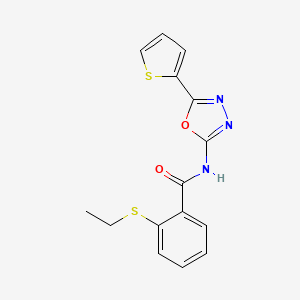 2-ethylsulfanyl-N-(5-thiophen-2-yl-1,3,4-oxadiazol-2-yl)benzamide