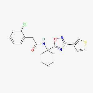 molecular formula C20H20ClN3O2S B2616350 2-(2-chlorophenyl)-N-(1-(3-(thiophen-3-yl)-1,2,4-oxadiazol-5-yl)cyclohexyl)acetamide CAS No. 1396679-94-9