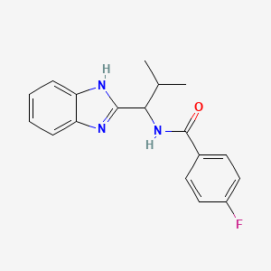 molecular formula C18H18FN3O B2616354 N-[1-(1H-benzimidazol-2-yl)-2-methylpropyl]-4-fluorobenzamide CAS No. 338410-83-6