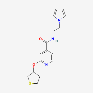 molecular formula C16H19N3O2S B2616356 N-(2-(1H-pyrrol-1-yl)ethyl)-2-((tetrahydrothiophen-3-yl)oxy)isonicotinamide CAS No. 2034498-47-8