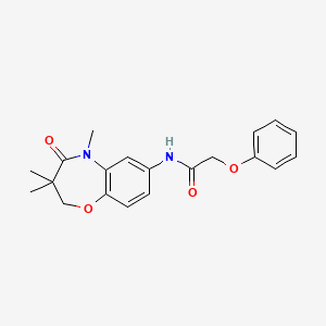molecular formula C20H22N2O4 B2616357 2-苯氧基-N-(3,3,5-三甲基-4-氧代-2,3,4,5-四氢苯并[b][1,4]恶杂环庚-7-基)乙酰胺 CAS No. 921811-73-6