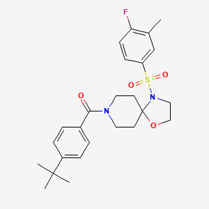 molecular formula C25H31FN2O4S B2616359 8-(4-Tert-butylbenzoyl)-4-[(4-fluoro-3-methylphenyl)sulfonyl]-1-oxa-4,8-diazaspiro[4.5]decane CAS No. 923688-19-1