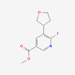 molecular formula C11H12FNO3 B2616370 Methyl 6-fluoro-5-(tetrahydrofuran-3-yl)nicotinate CAS No. 2288708-92-7