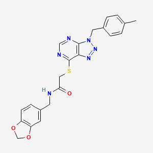 molecular formula C22H20N6O3S B2616378 N-(benzo[d][1,3]dioxol-5-ylmethyl)-2-((3-(4-methylbenzyl)-3H-[1,2,3]triazolo[4,5-d]pyrimidin-7-yl)thio)acetamide CAS No. 896678-15-2