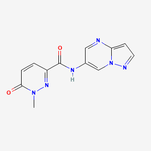 molecular formula C12H10N6O2 B2616389 1-methyl-6-oxo-N-(pyrazolo[1,5-a]pyrimidin-6-yl)-1,6-dihydropyridazine-3-carboxamide CAS No. 2034234-77-8