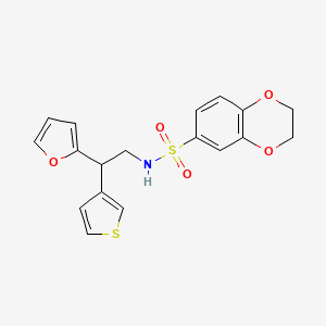 N-[2-(furan-2-yl)-2-(thiophen-3-yl)ethyl]-2,3-dihydro-1,4-benzodioxine-6-sulfonamide