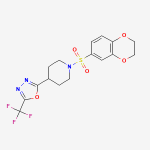 2-(1-((2,3-Dihydrobenzo[b][1,4]dioxin-6-yl)sulfonyl)piperidin-4-yl)-5-(trifluoromethyl)-1,3,4-oxadiazole