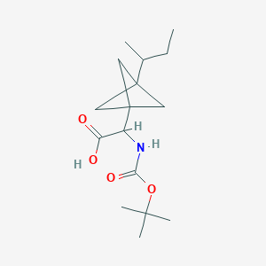 molecular formula C16H27NO4 B2616424 2-(3-Butan-2-yl-1-bicyclo[1.1.1]pentanyl)-2-[(2-methylpropan-2-yl)oxycarbonylamino]acetic acid CAS No. 2287268-36-2