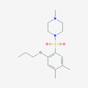 molecular formula C16H26N2O3S B261643 4,5-Dimethyl-2-[(4-methyl-1-piperazinyl)sulfonyl]phenyl propyl ether 