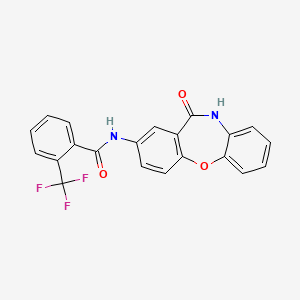 molecular formula C21H13F3N2O3 B2616439 N-(11-oxo-10,11-dihydrodibenzo[b,f][1,4]oxazepin-2-yl)-2-(trifluoromethyl)benzamide CAS No. 922108-62-1