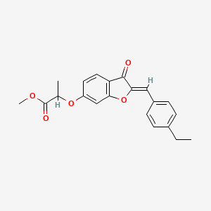 molecular formula C21H20O5 B2616441 (Z)-2-((2-(4-乙基苄叉基)-3-氧代-2,3-二氢苯并呋喃-6-基)氧基)丙酸甲酯 CAS No. 620546-38-5
