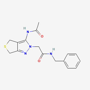 molecular formula C16H18N4O2S B2616443 2-(3-acetamido-4,6-dihydro-2H-thieno[3,4-c]pyrazol-2-yl)-N-benzylacetamide CAS No. 1105217-50-2