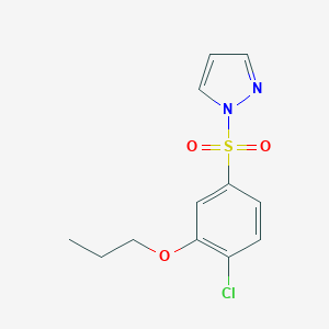 molecular formula C12H13ClN2O3S B261645 1-[(4-chloro-3-propoxyphenyl)sulfonyl]-1H-pyrazole 
