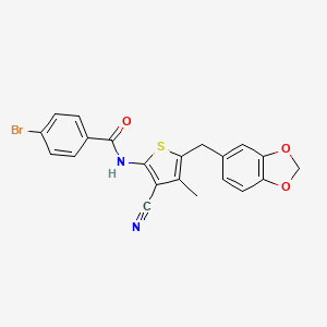 N-[5-(1,3-benzodioxol-5-ylmethyl)-3-cyano-4-methylthiophen-2-yl]-4-bromobenzamide