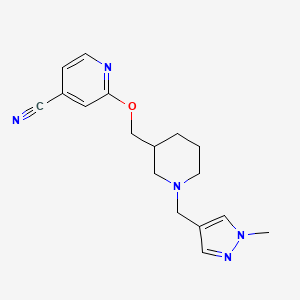 molecular formula C17H21N5O B2616459 2-[[1-[(1-Methylpyrazol-4-yl)methyl]piperidin-3-yl]methoxy]pyridine-4-carbonitrile CAS No. 2380096-76-2