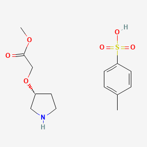 molecular formula C14H21NO6S B2616465 (R)-(Pyrrolidin-3-yloxy)-acetic acid methyl ester tosylate CAS No. 1965314-51-5