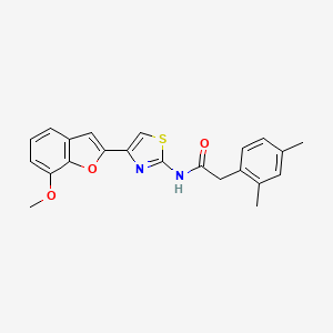 molecular formula C22H20N2O3S B2616475 2-(2,4-dimethylphenyl)-N-(4-(7-methoxybenzofuran-2-yl)thiazol-2-yl)acetamide CAS No. 921870-35-1