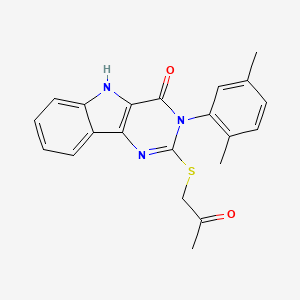 molecular formula C21H19N3O2S B2616494 3-(2,5-dimethylphenyl)-2-(2-oxopropylsulfanyl)-5H-pyrimido[5,4-b]indol-4-one CAS No. 887215-80-7
