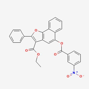 molecular formula C28H19NO7 B2616520 Ethyl 5-((3-nitrobenzoyl)oxy)-2-phenylnaphtho[1,2-b]furan-3-carboxylate CAS No. 330675-96-2