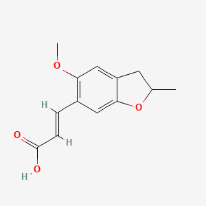 molecular formula C13H14O4 B2616526 (2E)-3-(5-methoxy-2-methyl-2,3-dihydro-1-benzofuran-6-yl)prop-2-enoic acid CAS No. 795287-64-8
