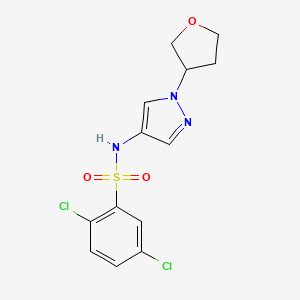 molecular formula C13H13Cl2N3O3S B2616534 2,5-二氯-N-(1-(四氢呋喃-3-基)-1H-吡唑-4-基)苯磺酰胺 CAS No. 1797090-88-0