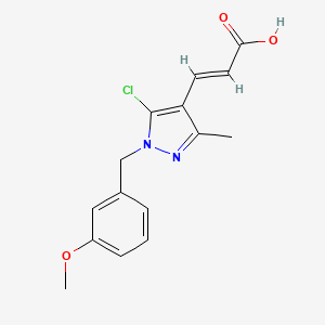 molecular formula C15H15ClN2O3 B2616536 (E)-3-[5-chloro-1-[(3-methoxyphenyl)methyl]-3-methylpyrazol-4-yl]prop-2-enoic acid CAS No. 956713-74-9