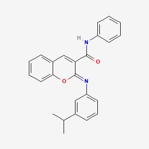 molecular formula C25H22N2O2 B2616538 (2Z)-N-phenyl-2-{[3-(propan-2-yl)phenyl]imino}-2H-chromene-3-carboxamide CAS No. 1327173-24-9