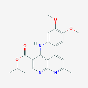 molecular formula C21H23N3O4 B2616539 Propan-2-yl 4-[(3,4-dimethoxyphenyl)amino]-7-methyl-1,8-naphthyridine-3-carboxylate CAS No. 1251672-19-1