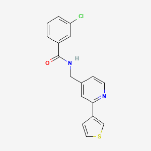 molecular formula C17H13ClN2OS B2616540 3-chloro-N-((2-(thiophen-3-yl)pyridin-4-yl)methyl)benzamide CAS No. 2034396-34-2