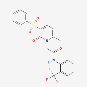 molecular formula C22H19F3N2O4S B2616545 2-[4,6-dimethyl-2-oxo-3-(phenylsulfonyl)pyridin-1(2H)-yl]-N-[2-(trifluoromethyl)phenyl]acetamide CAS No. 946353-80-6