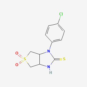 molecular formula C11H11ClN2O2S2 B2616551 1-(4-chlorophenyl)-2-mercapto-3a,4,6,6a-tetrahydro-1H-thieno[3,4-d]imidazole 5,5-dioxide CAS No. 887833-93-4