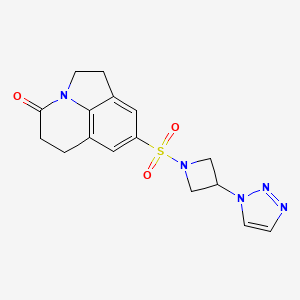 molecular formula C16H17N5O3S B2616563 8-((3-(1H-1,2,3-triazol-1-yl)azetidin-1-yl)sulfonyl)-5,6-dihydro-1H-pyrrolo[3,2,1-ij]quinolin-4(2H)-one CAS No. 2034523-28-7