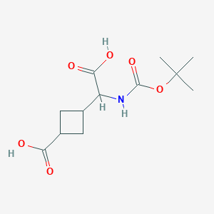 molecular formula C12H19NO6 B2616564 3-[Carboxy-[(2-methylpropan-2-yl)oxycarbonylamino]methyl]cyclobutane-1-carboxylic acid CAS No. 2375259-31-5