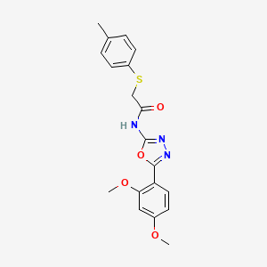 molecular formula C19H19N3O4S B2616566 N-(5-(2,4-dimethoxyphenyl)-1,3,4-oxadiazol-2-yl)-2-(p-tolylthio)acetamide CAS No. 895459-33-3